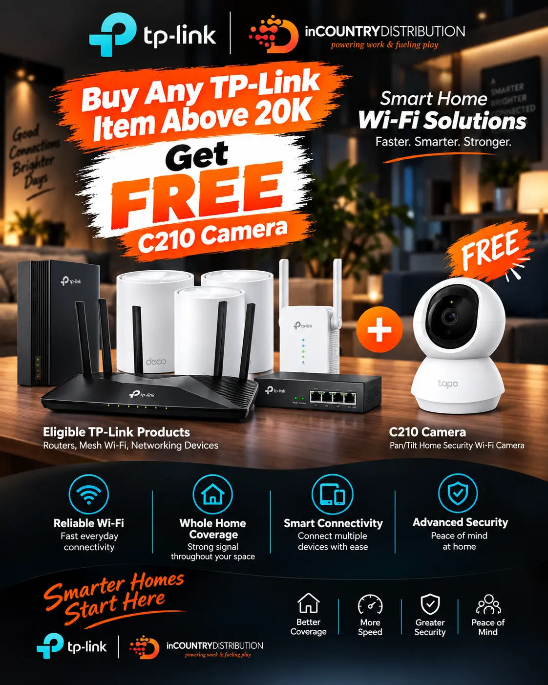 Buy any TP-Link item above KES 20,000 and get a free C210 camera