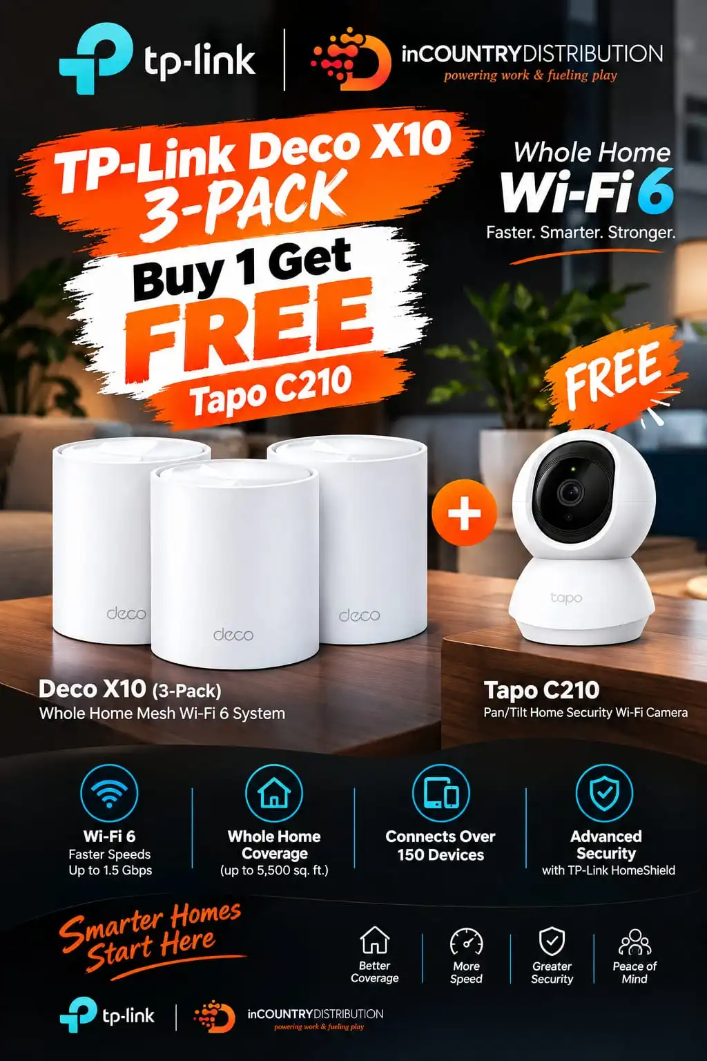 TP-Link Deco X10 3-Pack promotion with free Tapo C210 camera