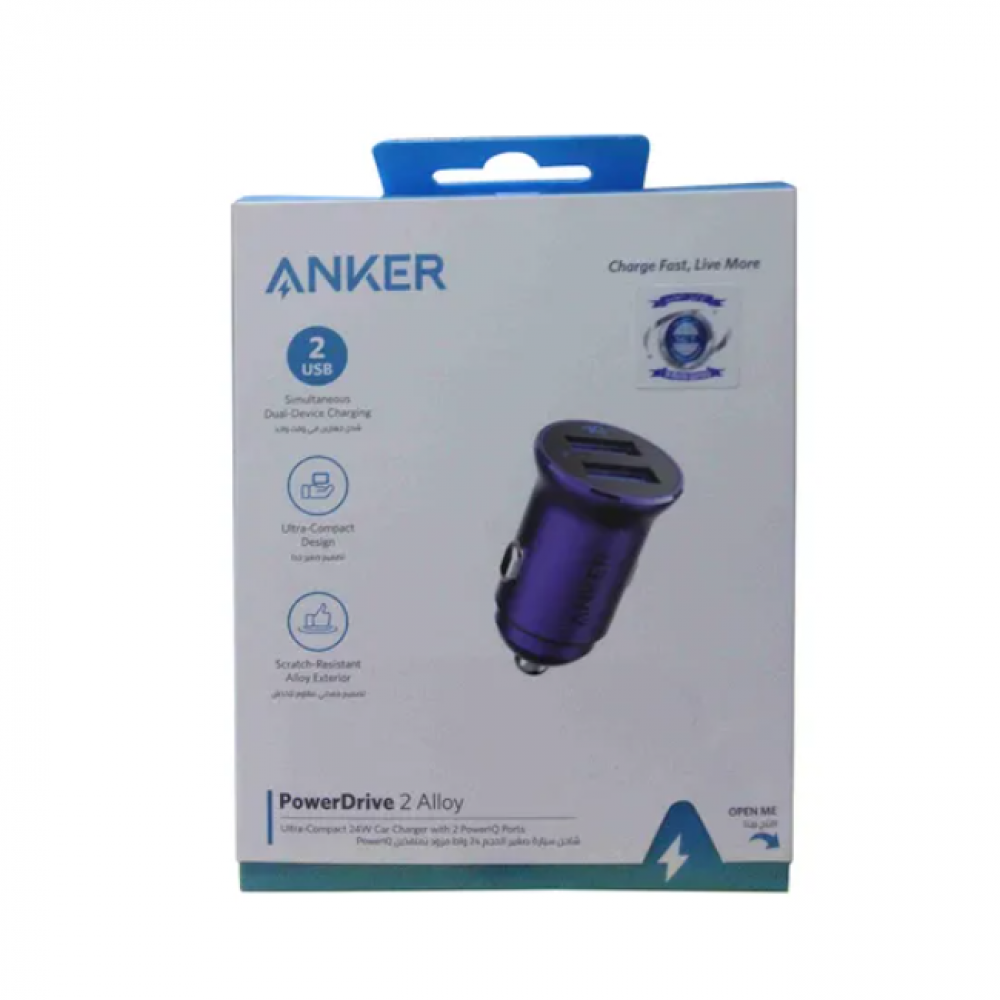 Anker PowerDrive 2 Alloy - 24W Car Charger - Black