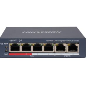 Hikvision DS-3E0106P-E/M(B) 6-Port 10/100 Mbps Unmanaged PoE + Uplink Switch