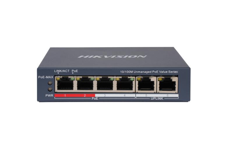 Hikvision DS-3E0106P-E/M(B) 6-Port 10/100 Mbps Unmanaged PoE + Uplink Switch