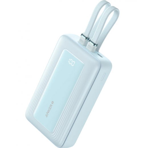 Anker Zolo 20,000mAh Power Bank 30W – Built-in USB-C & Lightning Cables-(Blue)