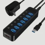 UGREEN CM420 7-in-1 Powered USB 3.0 Hub – 3 Data Ports + 4 Smart Charging