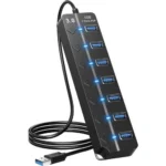 UGREEN CR130 7-in-1 Powered USB Hub – 3 USB 2.0 + 4 Smart Charging Ports