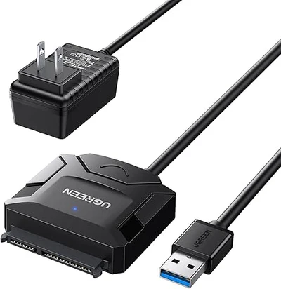 UGREEN CR108 USB 3.0 to SATA Adapter Cable – Supports 2.5″ & 3.5″ HDD/SSD (with Power Adapter)