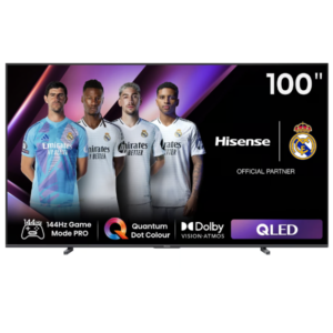 Hisense 100″ QLED Mini-LED 144Hz Smart TV 100Q7Q – Dolby Vision & Built-in Subwoofer